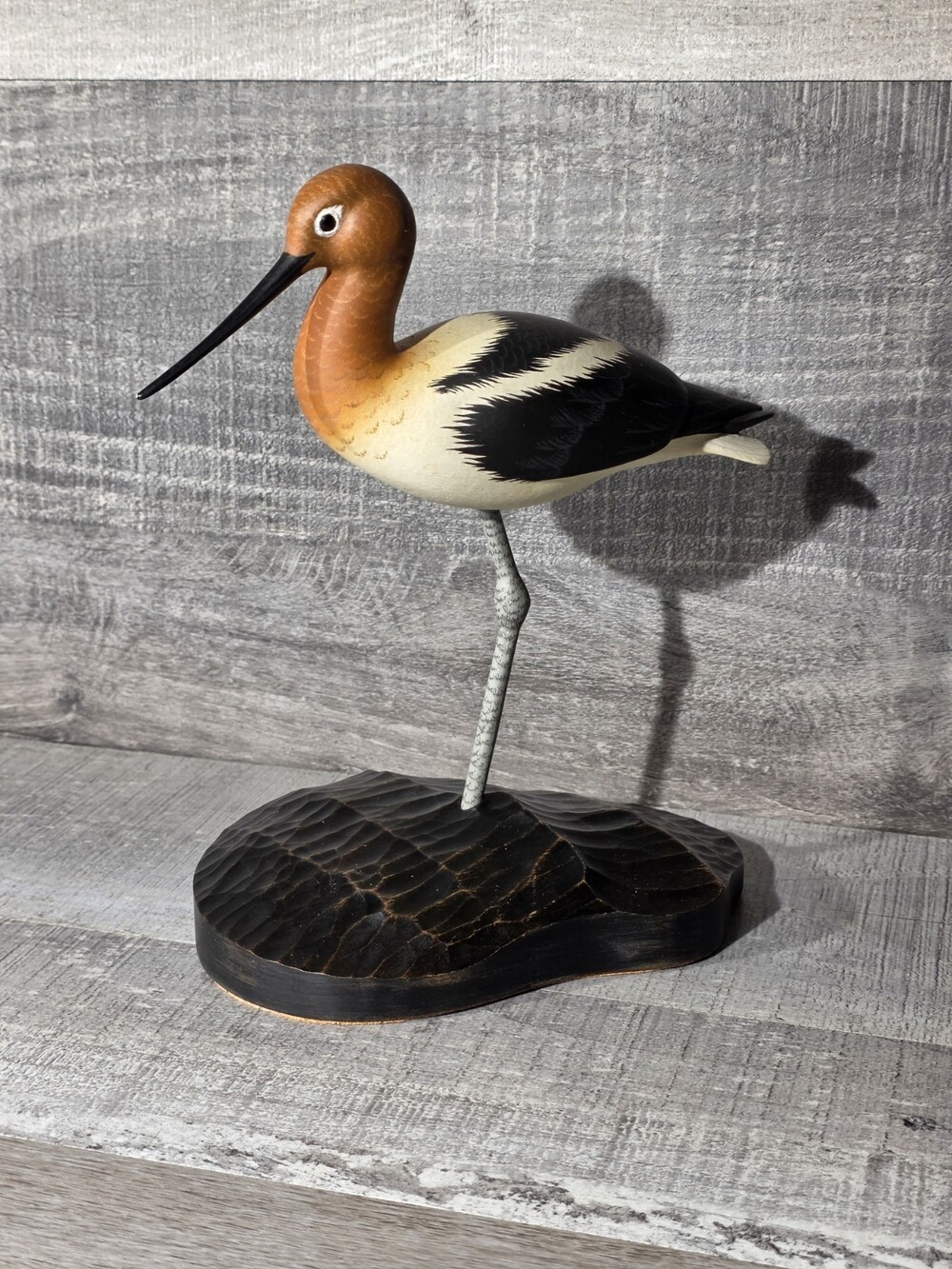 Rare Carved Wood Avocet Shore Bird Figure Coastal Nautical Decor B Ray Kunz b326